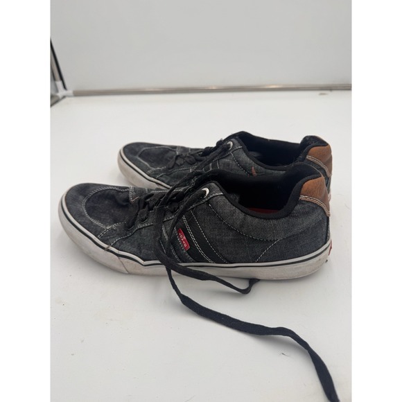 Levis Shoes Mens Size 11 Black Denim Upper Low Top Sneakers Skater Grunge Goth - Picture 8 of 8